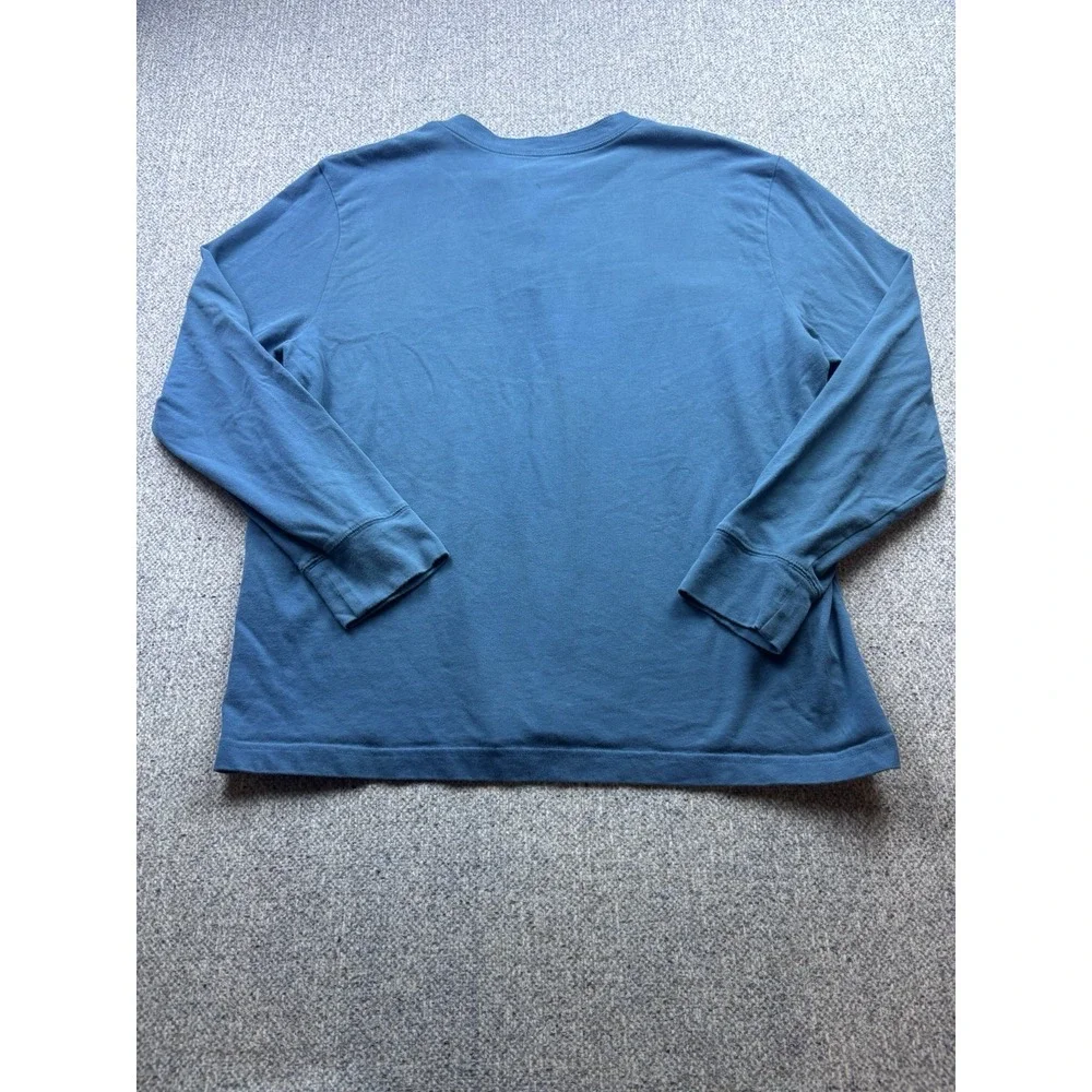 St John's Bay Men's Legacy‎ Henley X-Large Long Sleeve Heather Blue 100% Cotton